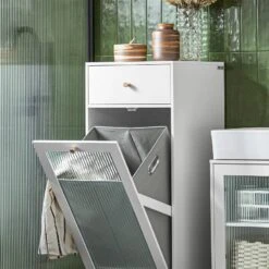 Armoire à Linge BZR116-W -Salle De Bain Meubles 0ad63267721143138b3d277f64248ab8