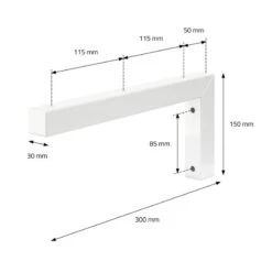 Support Mural En L 300x150x30 Mm Blanc -Salle De Bain Meubles 1b438f22a0a1408b80ba68bacd6994e5