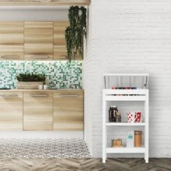 Étagère De Salle De Bains Bambou Blanc -Salle De Bain Meubles 1bc2766ffedd44efb604a7c4ce0654d5