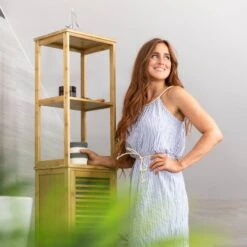 Armoire De Salle De Bain Bambou 5 étages -Salle De Bain Meubles 21e64507c740438aaf101684080dd855