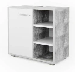 Meuble Sous-lavabo Perry Béton/blanc