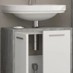 Meuble Sous-lavabo Kiko Béton/blanc -Salle De Bain Meubles 2509ddec04aa4b96ab1e3c34e65b3ab1