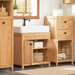 Meuble Sous Lavabo Naturel BZR98-N -Salle De Bain Meubles 2a926002c89c4202aad092b743b6335f