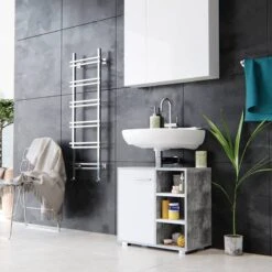 Meuble Sous-lavabo Perry Béton/blanc -Salle De Bain Meubles 420e68181e95468e8308d9413c3444ec