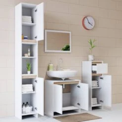 Meuble Sous-lavabo Emma Blanc/sonoma -Salle De Bain Meubles 4cd61bafc6c149f195d6c5d4b2570250