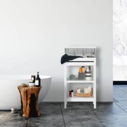 Étagère De Salle De Bains Bambou Blanc -Salle De Bain Meubles 629121b3221c491182320002e8ea87c5