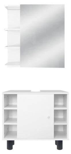 Meubles De Salle De Bains 2 Pièces Blanc