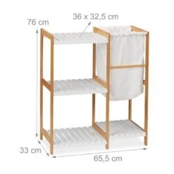 Étagère à 4 Niveaux Avec Panier à Linge -Salle De Bain Meubles 7afeff50ab6f4602a0831167b63e3cfb