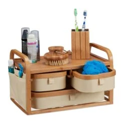 Commode Mini En Bambou 3 Casiers SDB