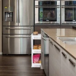 Étagère De Cuisine à Roulettes 3 Niveaux -Salle De Bain Meubles 873d2be6ef8f44a3a25798db03d7fe74