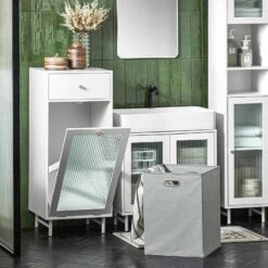Armoire à Linge BZR116-W -Salle De Bain Meubles 95ede09849d94e5786a189ba5f552fe9