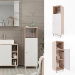 Chiffonnier Fynn Sonoma/blanc -Salle De Bain Meubles b01e432c8ff34f16a4a86a141df1acf0