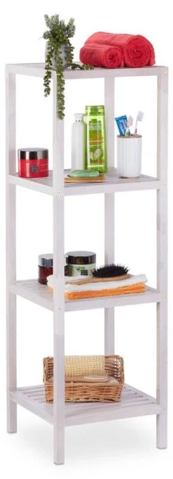 Étagère Salle De Bain Noyer Blanc