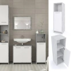 Chiffonnier Kiko Béton/blanc -Salle De Bain Meubles d0aa37c7f76f4f42a13f95b52b8e77c9