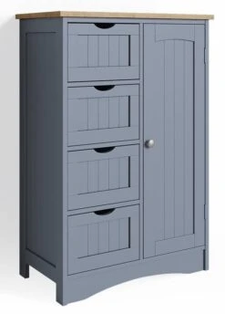 Meuble Bas Bianco Gris/chêne