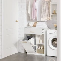Armoire à Linge BZR66-W -Salle De Bain Meubles f292148846f149548cf27c2b5744a108