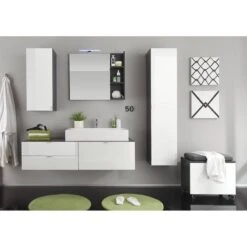 Armoire De Toilette Beach -Salle De Bain Meubles haengeschrank casi hochglanz weiss grau 2053546