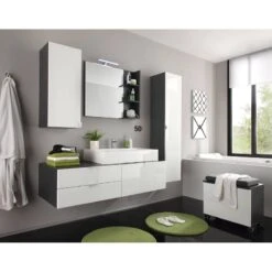 Armoire De Toilette Beach -Salle De Bain Meubles haengeschrank casi hochglanz weiss grau 2053550
