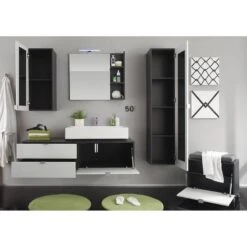 Armoire De Toilette Beach -Salle De Bain Meubles haengeschrank casi hochglanz weiss grau 2053554