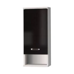 Meuble Haut Miami -Salle De Bain Meubles haengeschrank lugano schwarz glanz weiss perl 1324383