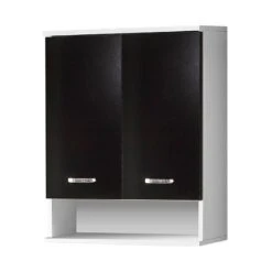 Meuble Haut Miami -Salle De Bain Meubles haengeschrank lugano schwarz glanz weiss perl 1324384