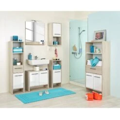 Armoire Haute Quickset 350 -Salle De Bain Meubles hochschrank jan pinie hell dekor hochglanz weiss 4180328