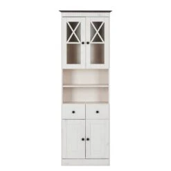 Armoire Haute Senna I -Salle De Bain Meubles hochschrank senna ii kiefer massiv weiss havanna 299547