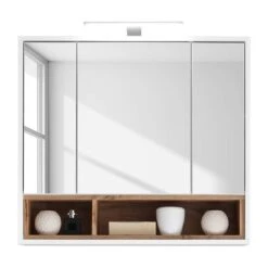 Armoire De Toilette Guardo -Salle De Bain Meubles spiegelschrank guardo inkl beleuchtung weiss wildeiche dekor 4438908