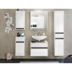 Trend Team Meuble Bas -Salle De Bain Meubles waschbeckenunterschrank sol ii hochglanz weiss weiss 5080400